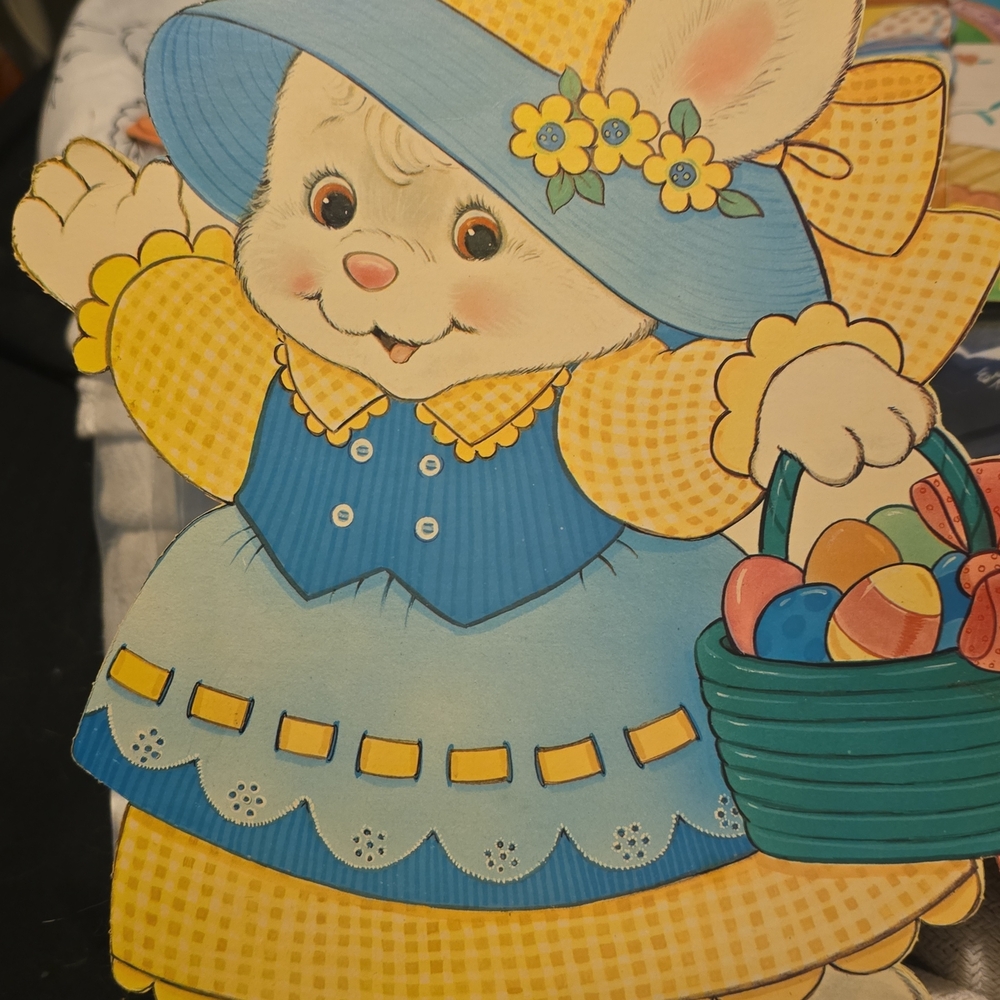 Set Of Four Vintage Easter Die-Cut Wall Decor - Blue & Yellow